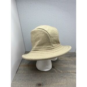 PARKHURST 100% wool Brimmed Hat Made Canada Packable Tan hoop